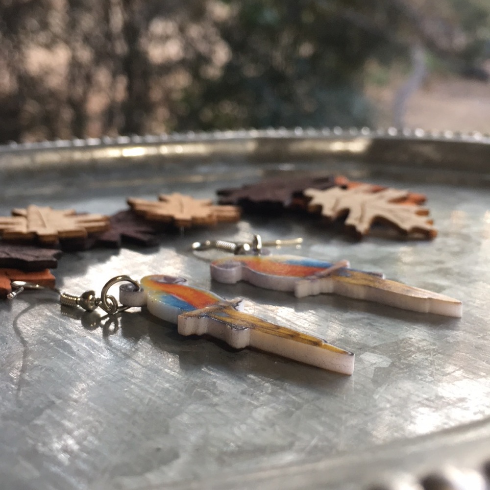 Parrot Acrylic Earrings - Picture 5 of 7